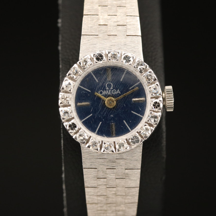 18K Omega Diamond Wristwatch