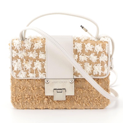Jimmy Choo Crossbody Bag in Straw and White Leather