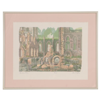 Joy Godfrey Color Lithograph "Fountains Abbey," Late 20th Century