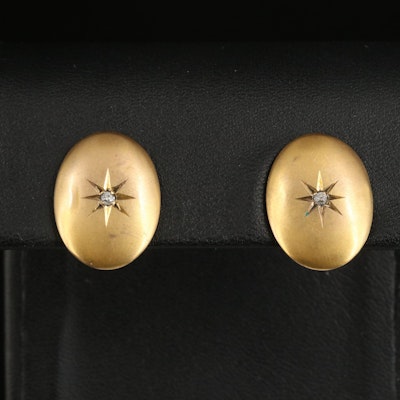 Victorian 10K 0.05 CTW Diamond Star Set Earrings