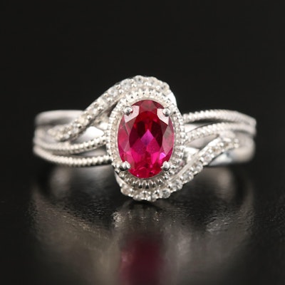 Sterling Ruby and Sapphire Oval Ring