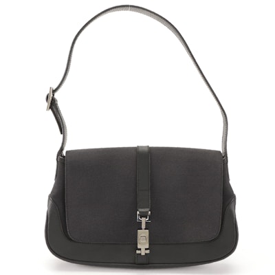 Gucci Jackie Shoulder Bag in Black Nylon and Leather