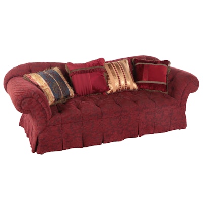 Baker Furniture Tufted and Skirted Roll-Arm Sofa