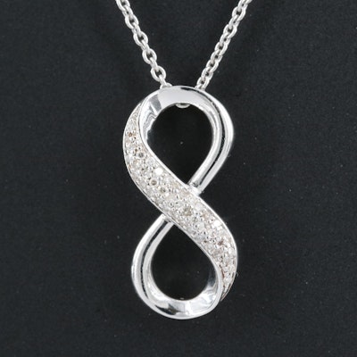 Sterling Diamond Infinity Slide Pendant Necklace