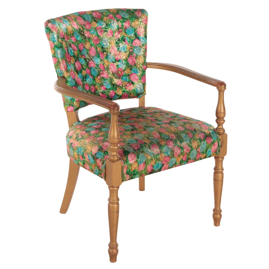 Federal Style Gilt-Painted and Floral-Upholstered Armchair