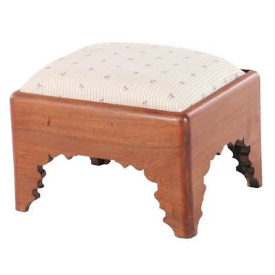American Late Classical Walnut Footstool, Mid-19th Century