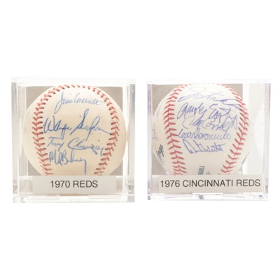 1970, 1976 Signed Cincinnati Reds Baseballs With Griffey, Perez and More, COA