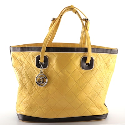 Chanel Country Club Yellow Matelassé Leather Tote Bag