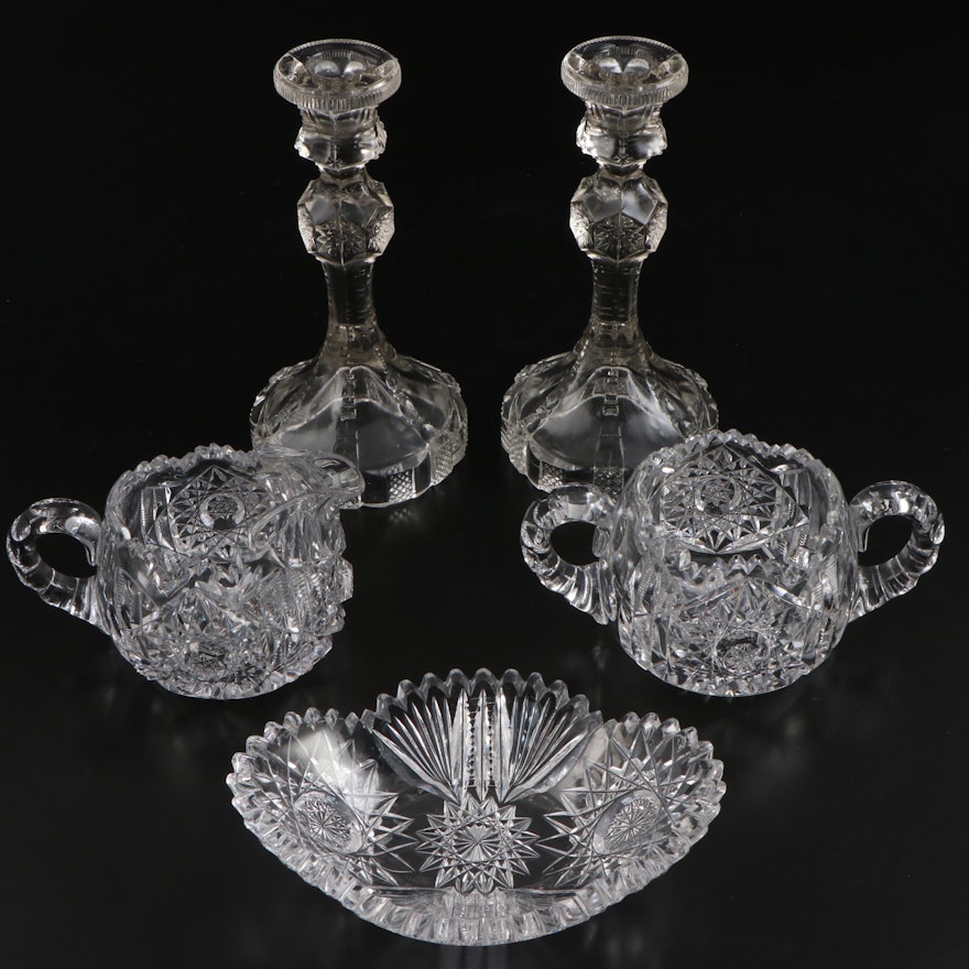 American Brilliant Glass Candlesticks with Crystal Tableware