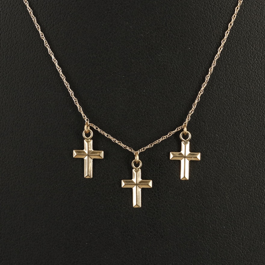 10K Cross Fringe Necklace