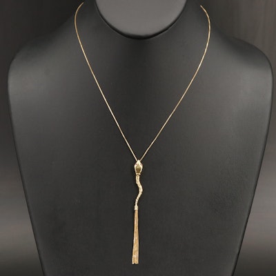 18K Ruby Tassel Snake Pendant Necklace