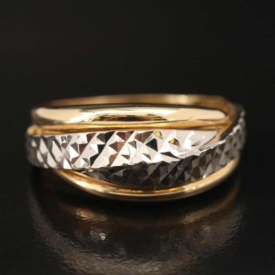 14K Two-Tone Patterned Ring