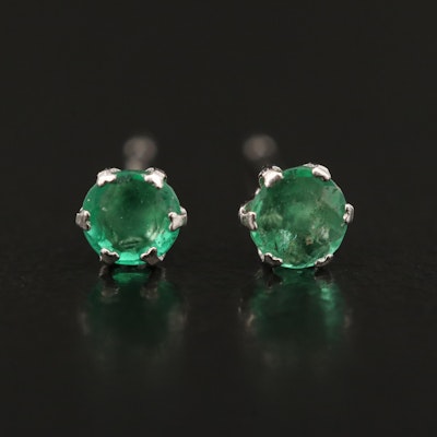 Platinum Emerald Stud Earrings
