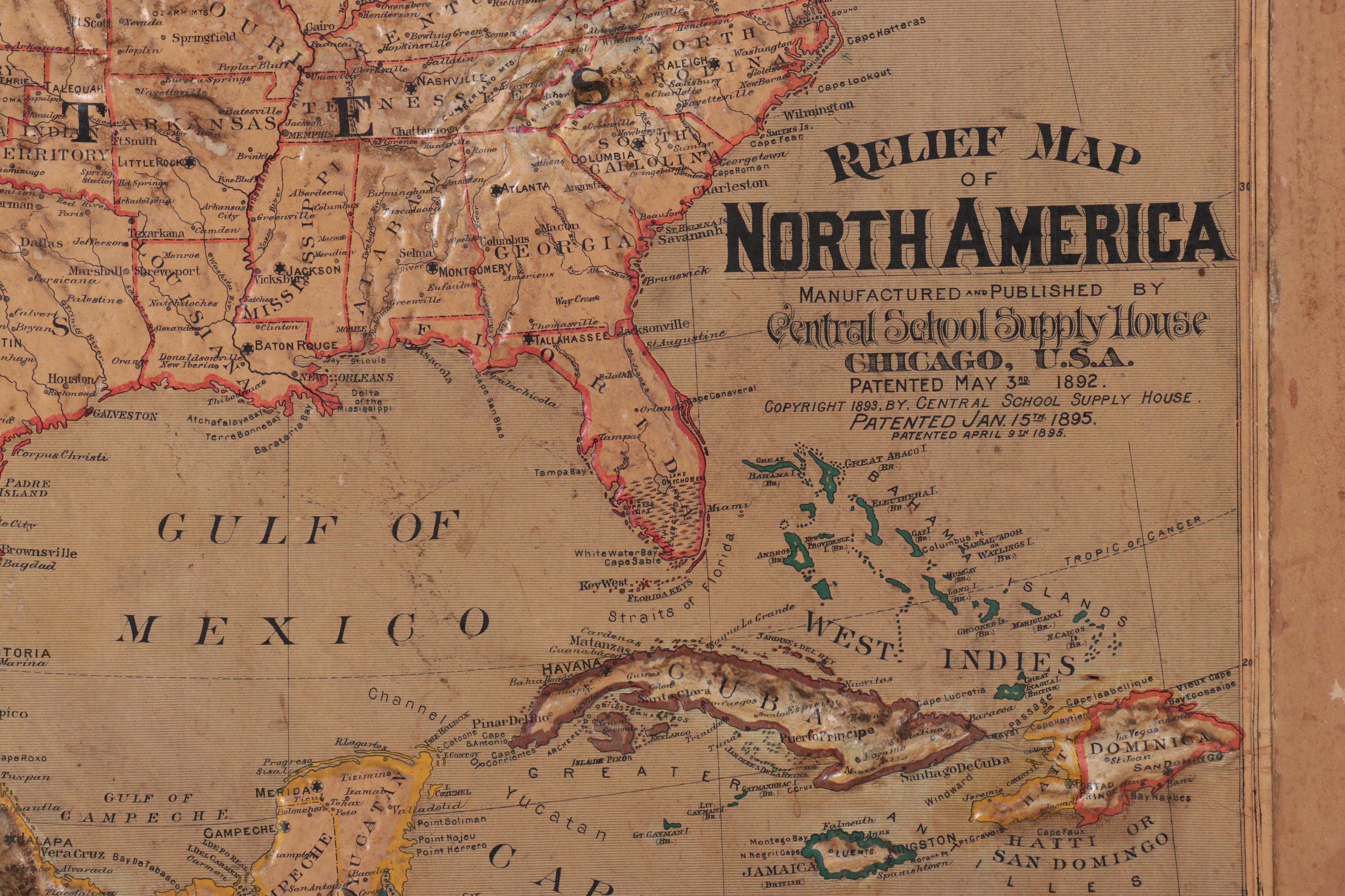 Central School Supply House "Relief Map of North America," 1895 EBTH