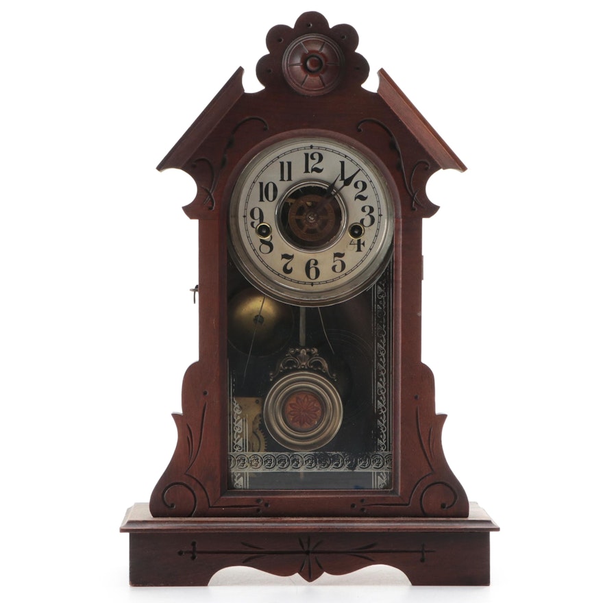 Pressed Oak Victorian Shelf Clock, Late 19th/ Early 20th Century