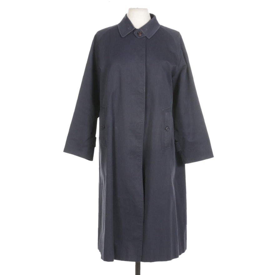 Burberrys Single Breasted Trench Coat in Navy with Nova Check Lining