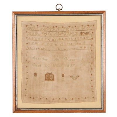 Angeline M. Ross Cross-Stitch Alphabet Sampler, dated 1837