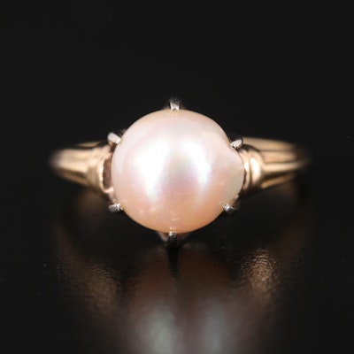 Vintage 14K Pearl Solitaire Ring