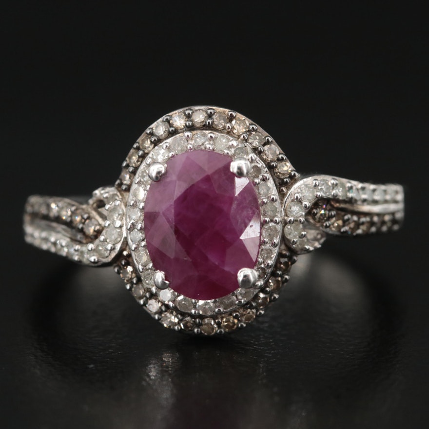 Sterling Ruby and Diamond Ring