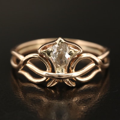 Art Nouveau Style 14K 0.19 CT Diamond Ring