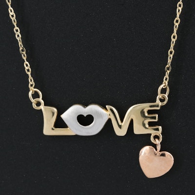 14K Tri-Color "Love" Necklace