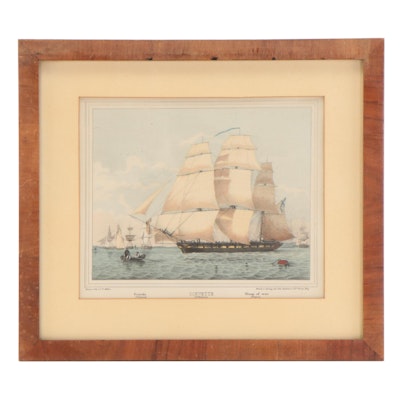 Hand-Colored Lithograph After C.F. Möller of Clipper Ships, Circa 1900