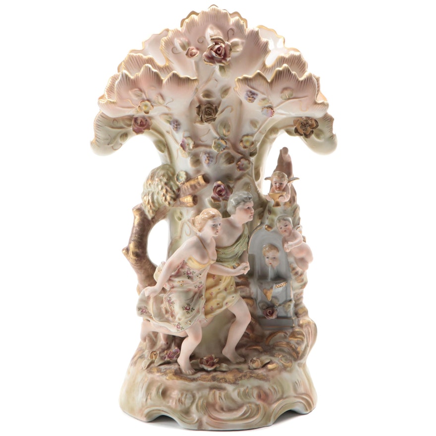 Victorian Style Figural Vase, Mid to Late 20th Century