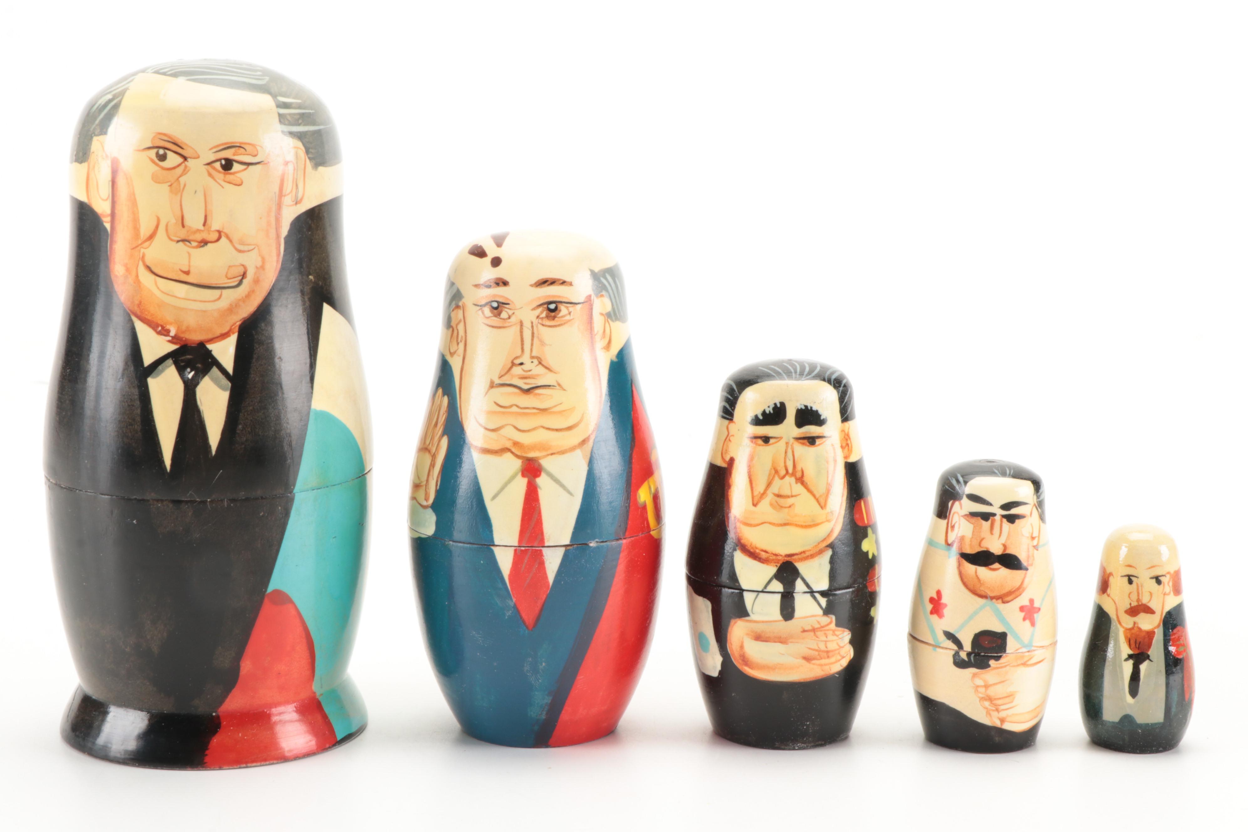 Authentic Models Soviet Union Politicians Nesting Dolls EBTH