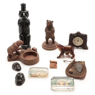 Bear Figurines, Black Forest Desk Clock, Clay Marble and More