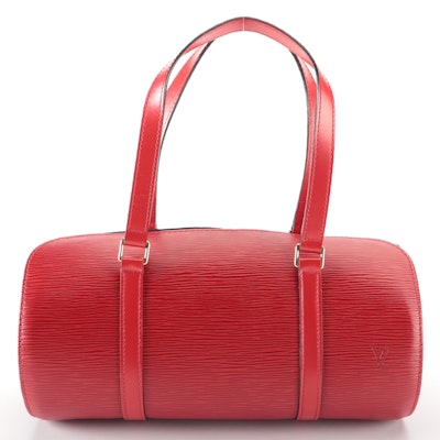 Louis Vuitton Soufflot Bag in Castilian Red Epi and Smooth Leather