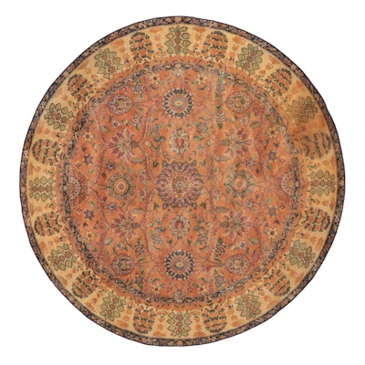 9'10 Round Hand-Knotted Indo-Persian Tabriz Area Rug