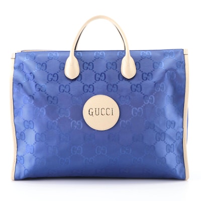 Gucci Econyl GG Nylon Canvas and Cinghiale Leather Tote Bag