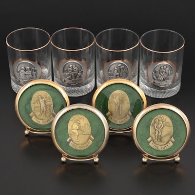Fort Pewter Medallion Golf Themed Tumblers and Other Coasters