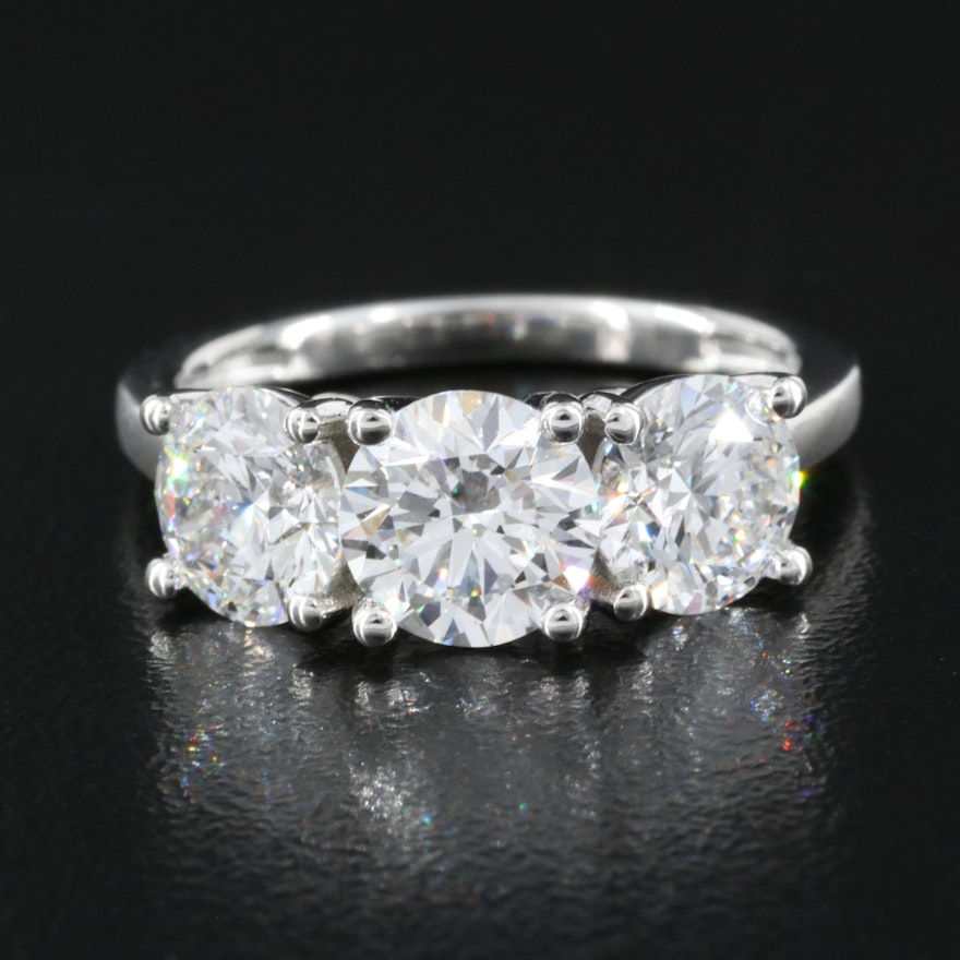 Platinum 3.19 CTW Lab Grown Diamond Ring with GIA Reports