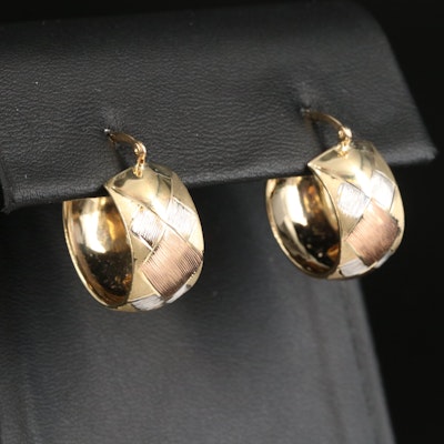 14K Hoop Earrings with Argyle Pattern