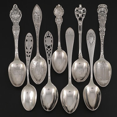 Lunt "Mt. Vernon" Sterling Silver Teaspoon with Other American Sterling Spoons