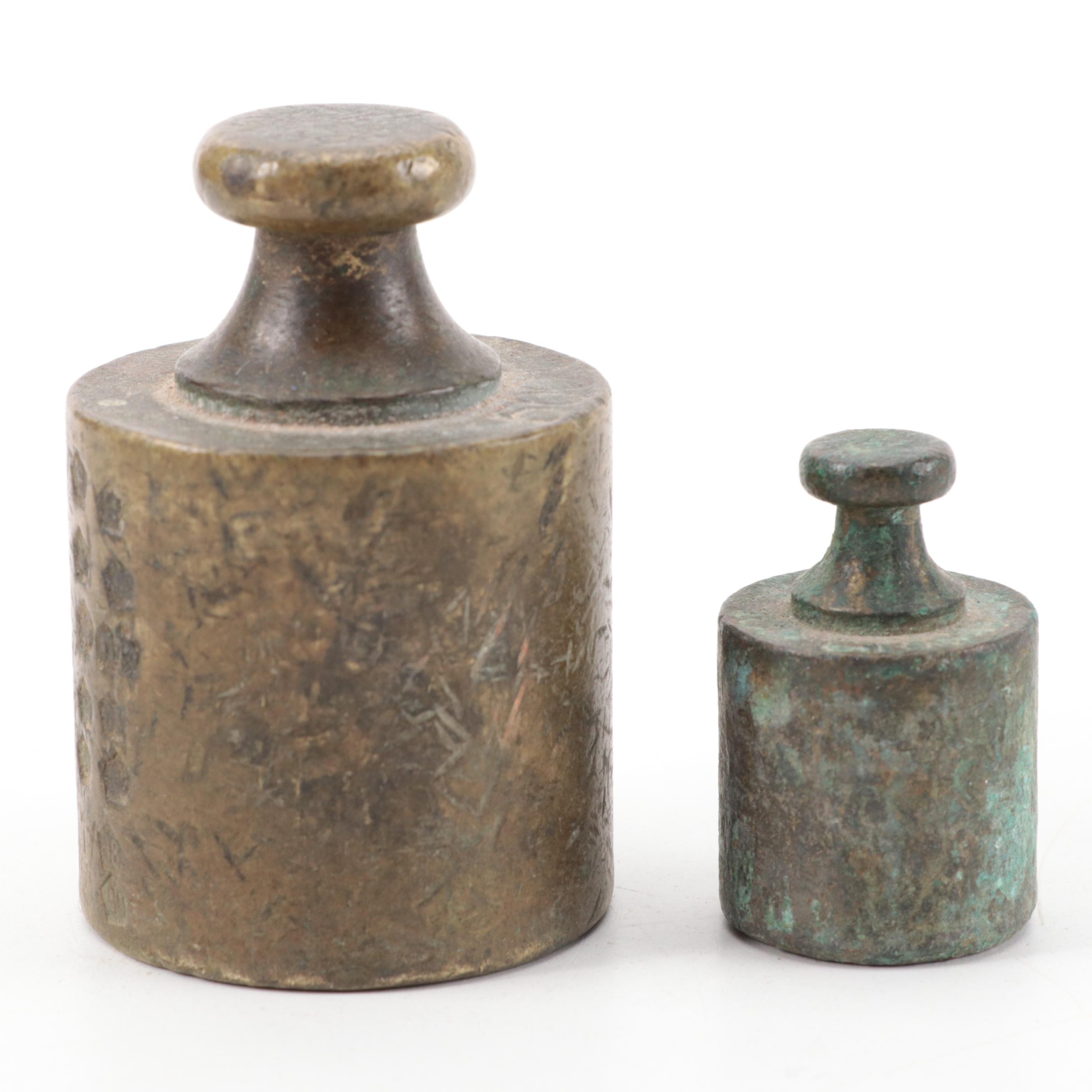 Brass Hanging Doorbell, Scale Weights, Handbell and Boat Hull Model EBTH