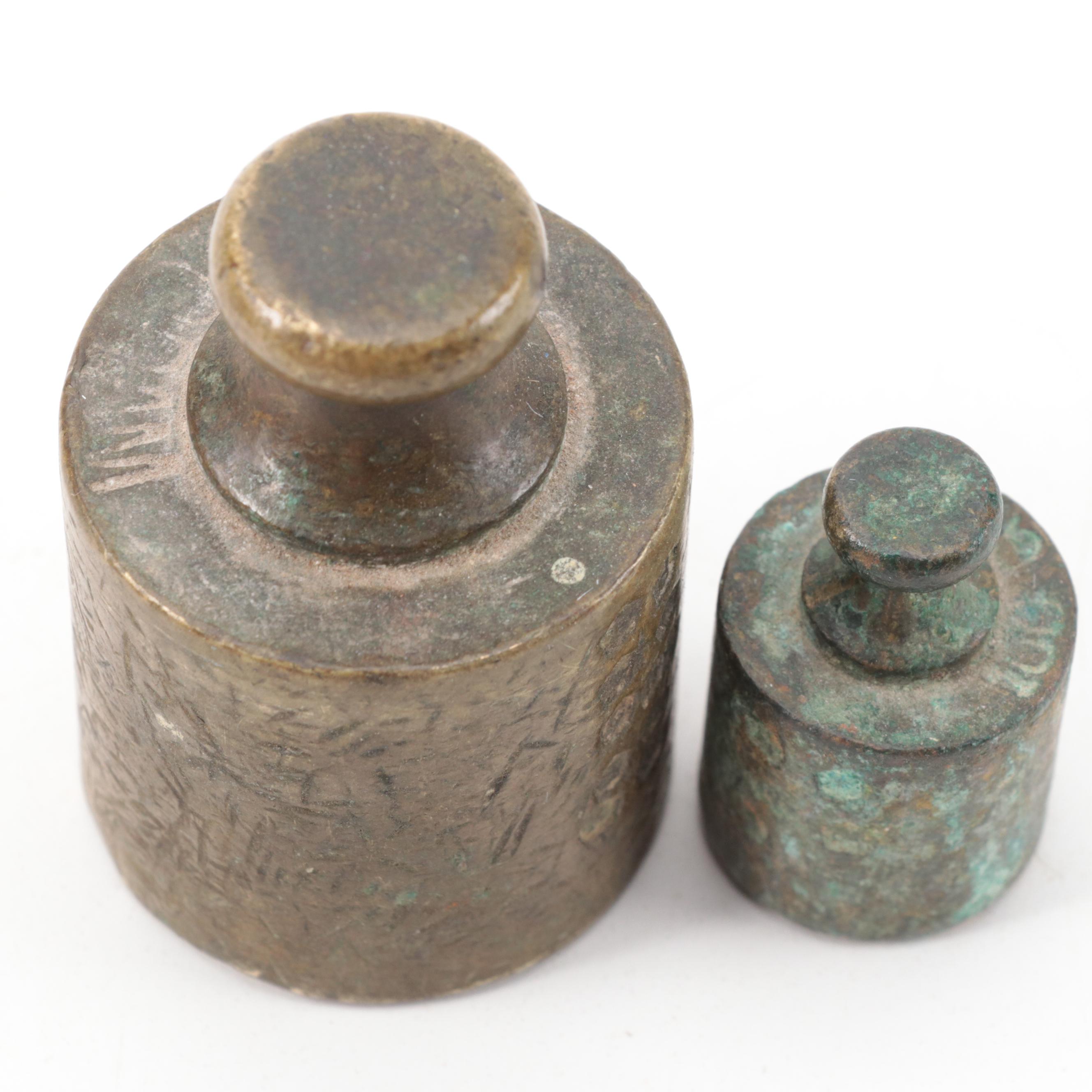 Brass Hanging Doorbell, Scale Weights, Handbell and Boat Hull Model EBTH