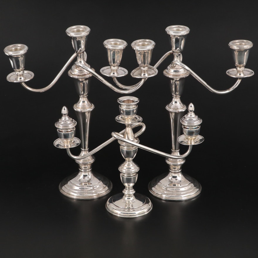 Lunt and Other Weighted Sterling Silver Candelabras