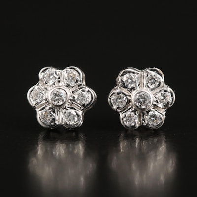 18K 0.22 CTW Diamond Flower Stud Earrings