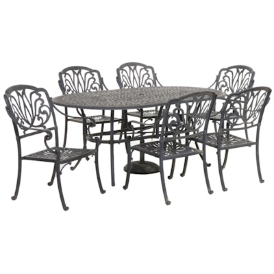 Cast Metal Patio Dining Table and Six Chairs, 21st Century