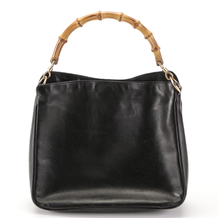 Gucci Bamboo Glazed Leather Top Handle Bag