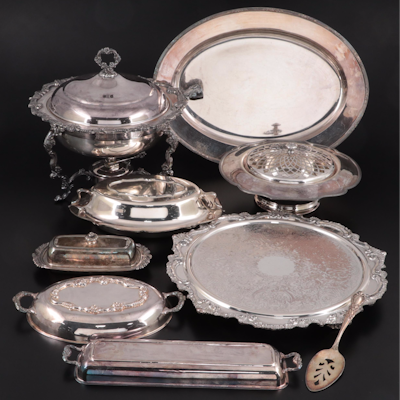 Wallace "Chippendale" and Other Silver Plate Serving Pieces, Mid to Late 20th C.