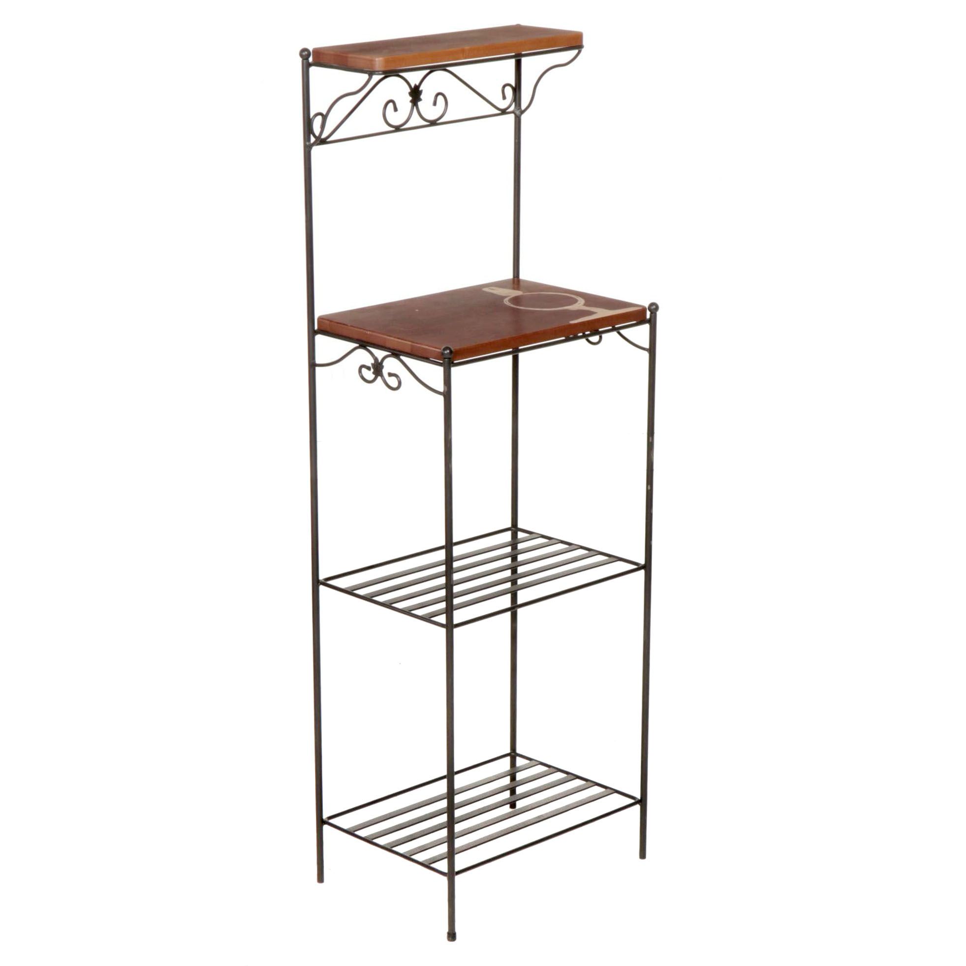 Longaberger Wrought Iron and Wooden Bakers Rack EBTH
