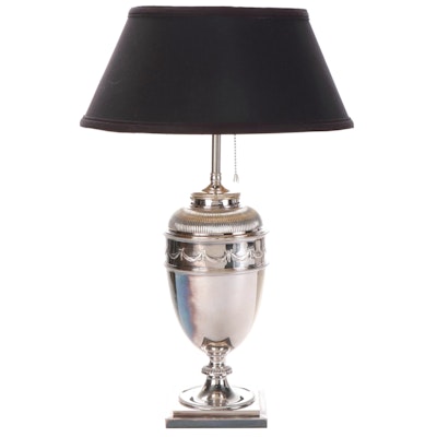 Neoclassical Style Silver Plate Urn Lamp, Contemporary