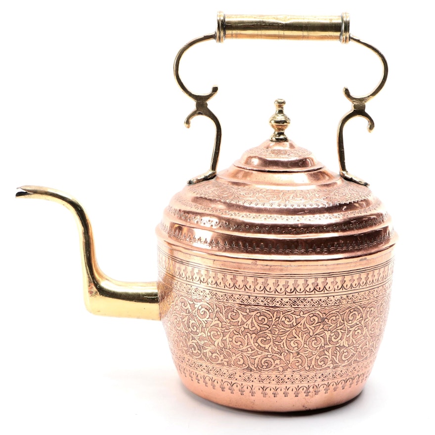 Moroccan Style Chased Copper Kettle