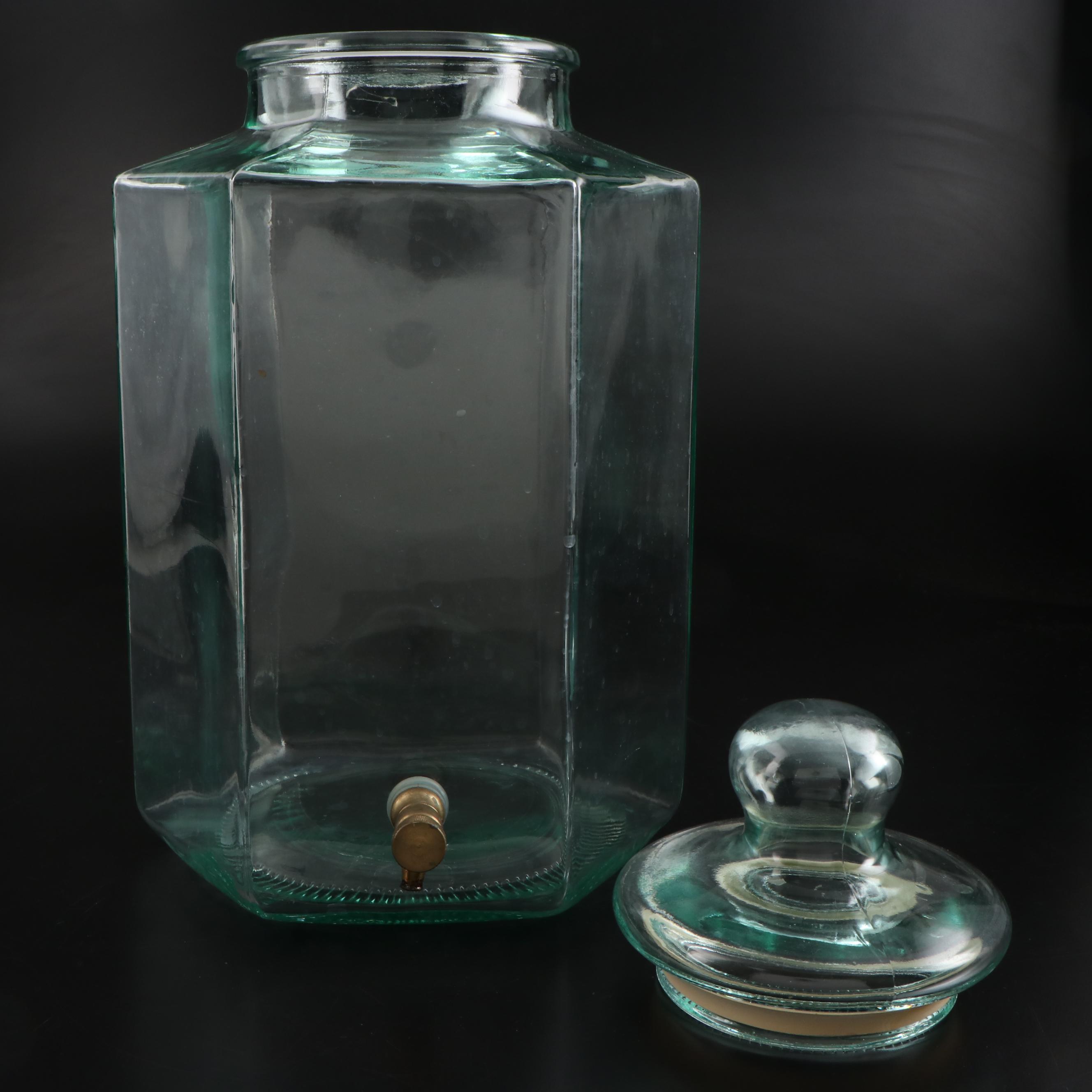 Italian Green Glass Beverage Dispenser EBTH