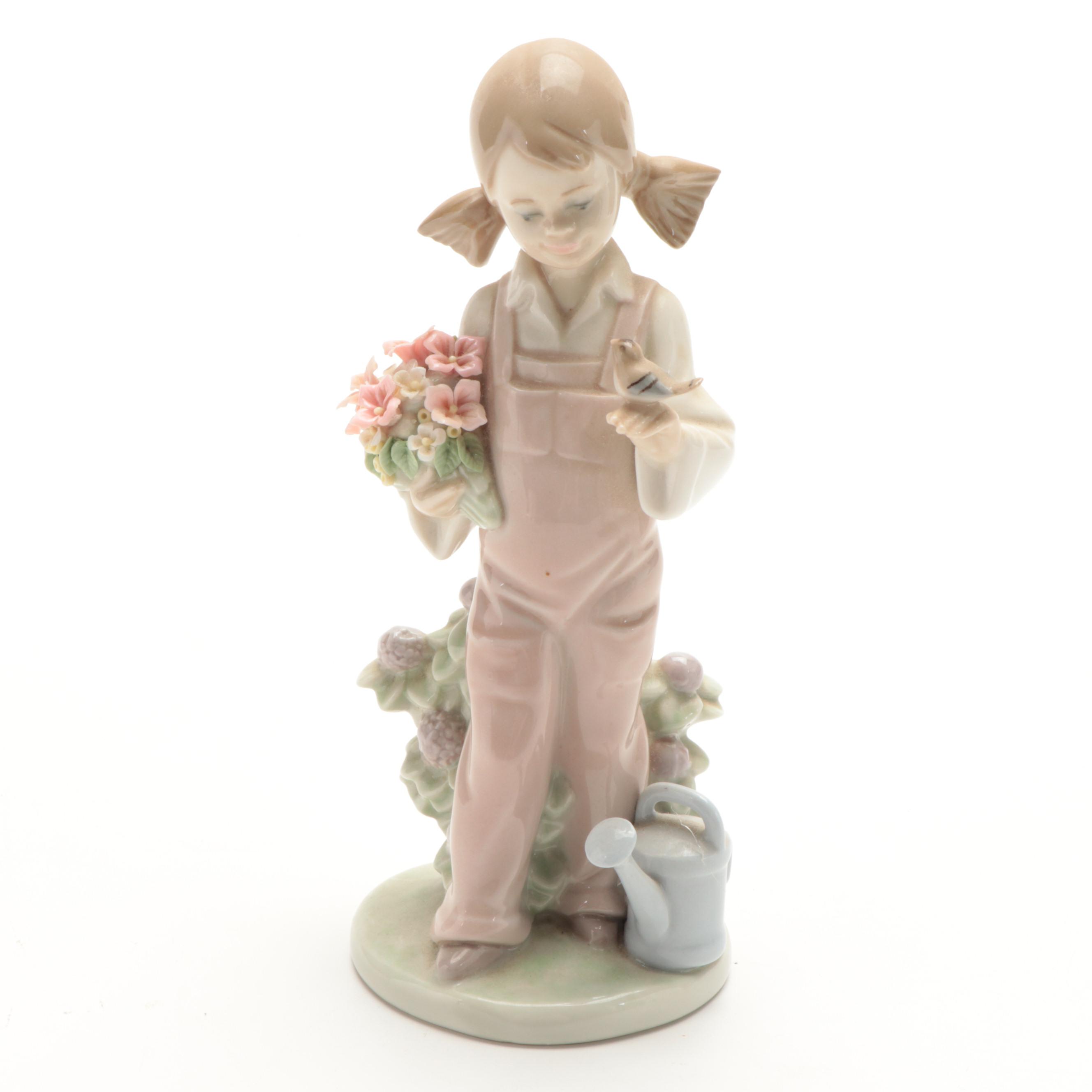 Lladró "Girl with Lantern" and "Spring" Porcelain Figurines EBTH