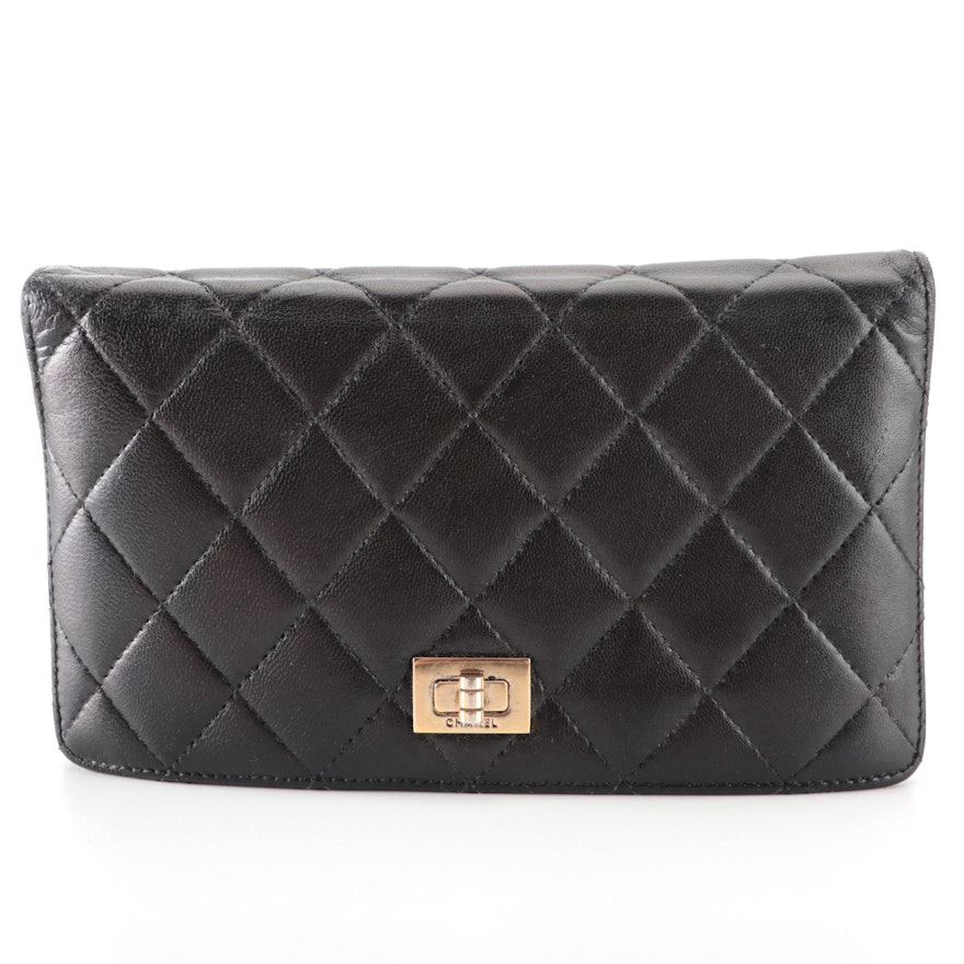 Chanel Long Wallet in Quilted Lambskin Leather