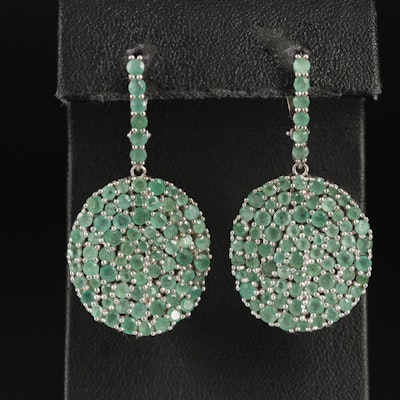 Sterling Emerald Cluster Earrings